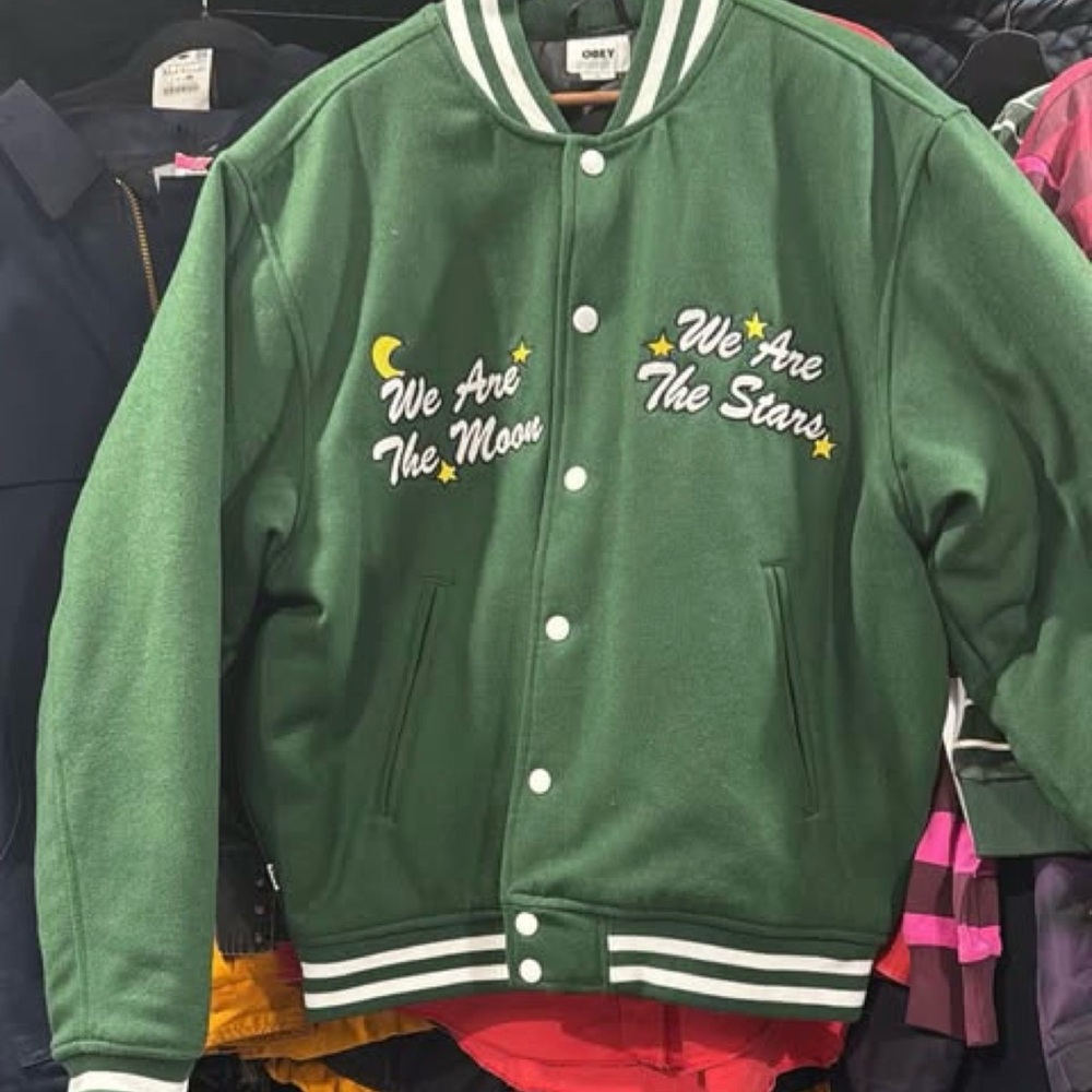 Obey Green Varsity Jacket with Embroidery